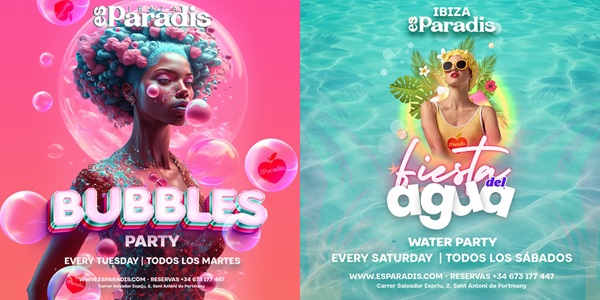 Es Paradis Ibiza 2024. Bubbles & Champagne | Fiesta del agua