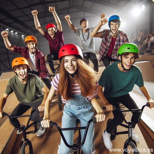 Grupo de jóvenes en bicicleta