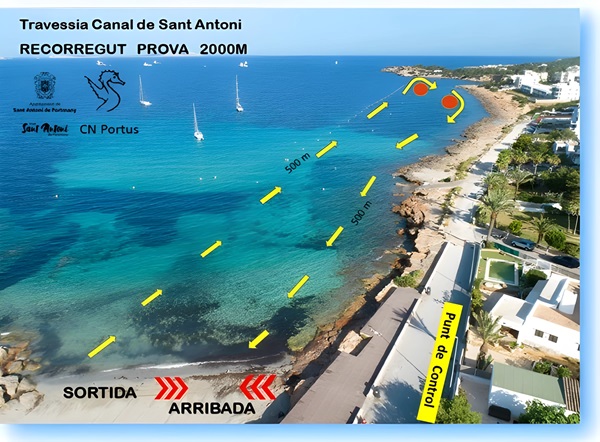 Recorrido Individuales. VIII Travesía Canal Sant Antoni 2024, Ibiza (Eivissa)