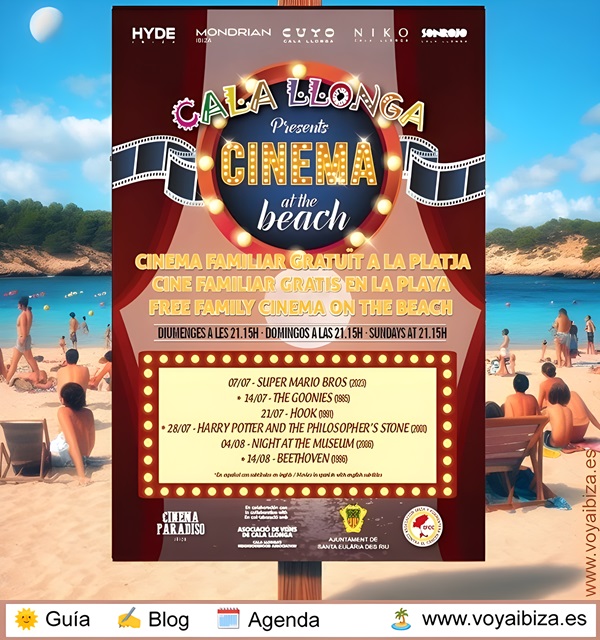 Cine familiar en la Playa Cala Llonga 2024, Santa Eulalia, Ibiza