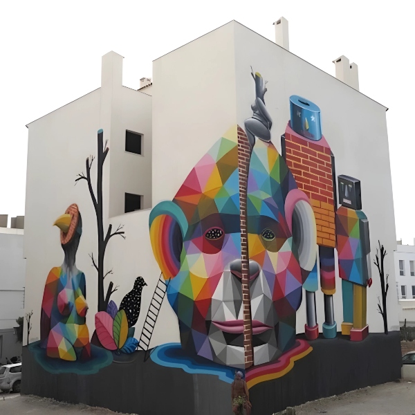 Grafiti en un edificio de San Antonio, Ibiza (Eivissa)