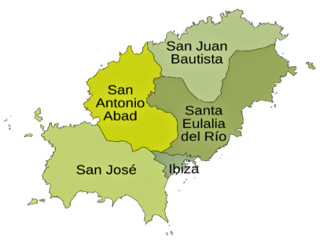 Mapa de municipios de Ibiza