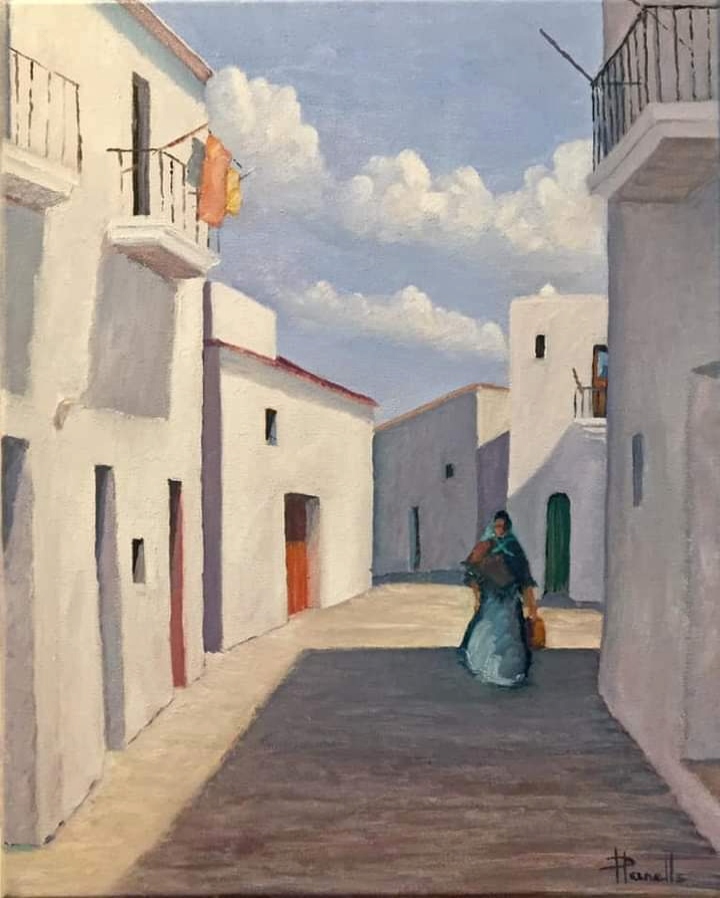 Pintura de Payesa en una calle